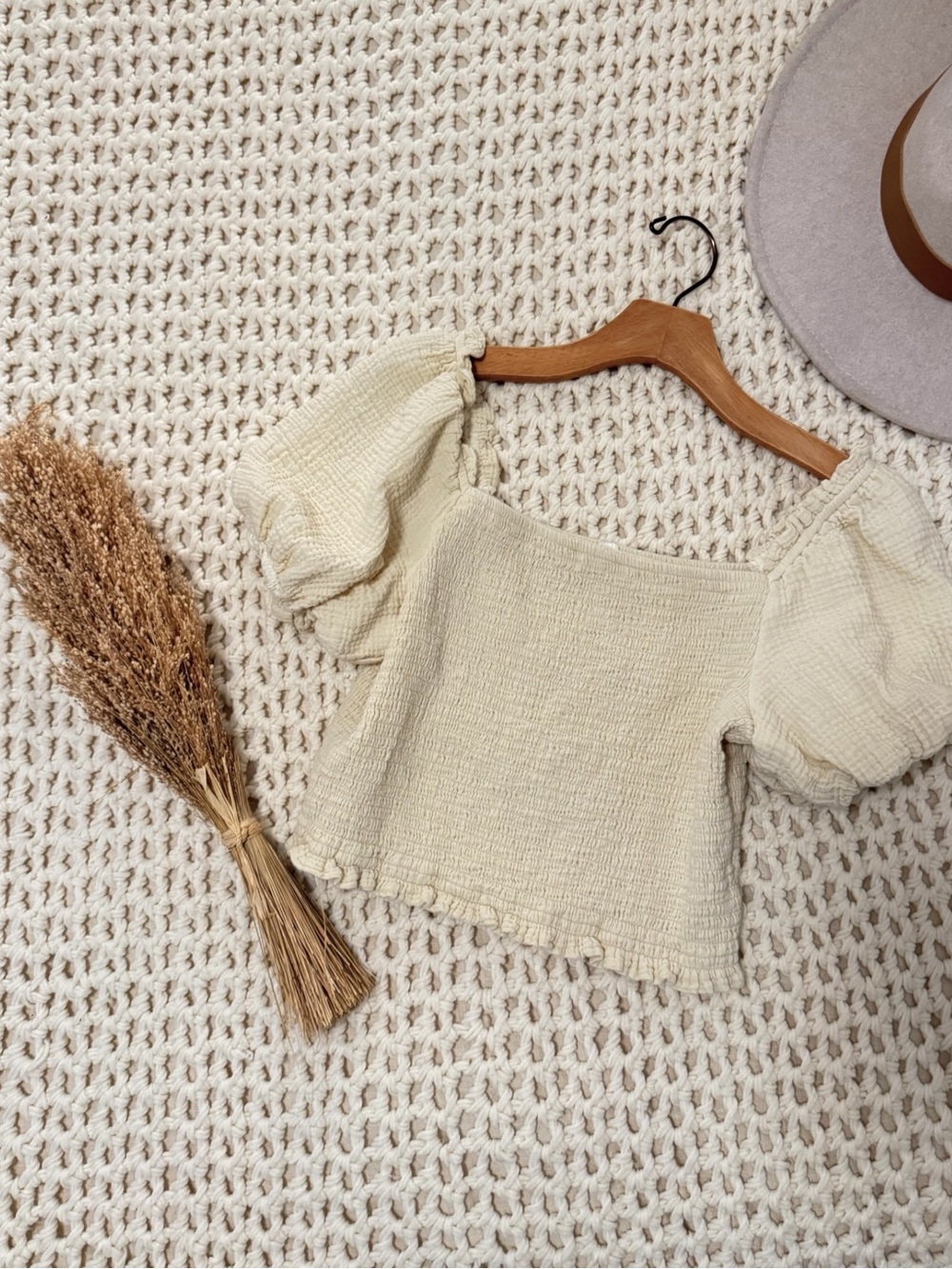 Gauze Cotton Smocked Top (S/M)
